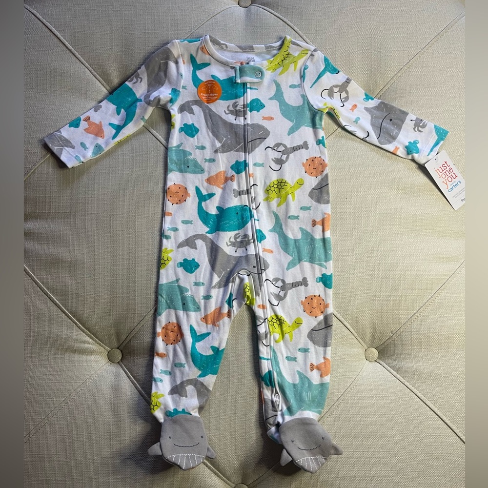 Carters 9M baby pajamas Shark one piece one newborn
